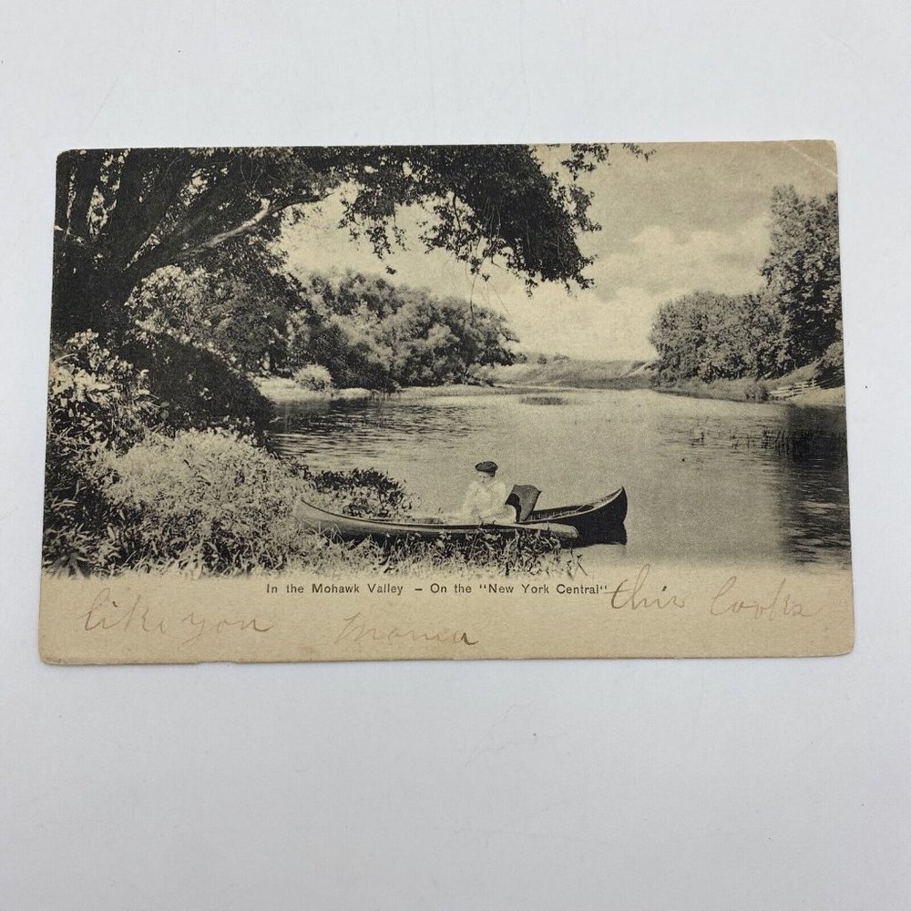 Antique 1905 Mohawk Valley NY Central Railroad Canoeing Boating Postcard Posted